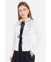 Yumi Women's Peter Pan Collar Knitted Cardigan