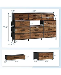 gaomon Dresser with 14 Fabric Drawers, Tall Storage Organizer with Wooden Top & Metal Frame for Bedroom, Living Room, Closet