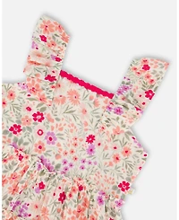 Draft - Deux par Big Girls Tunic and Cotton Capri Set Off White Printed Flowers