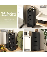 Volenca Freestanding Side Storage Organizer Cabinet with 4 Drawers