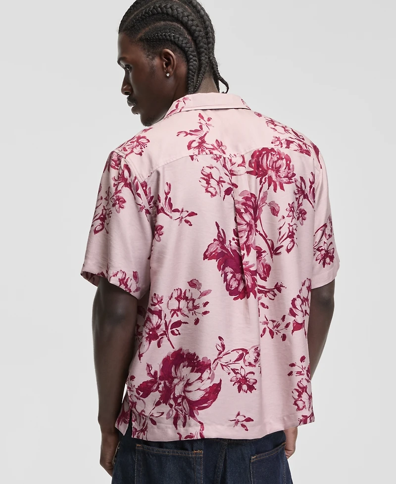 Mode of One Men's Botanical-Print Relaxed Camp Shirt, Macy's Exclusive