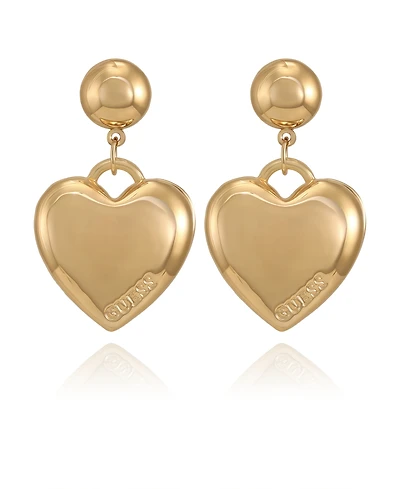 Guess Gold-Tone Plated Heart Drop Earrings