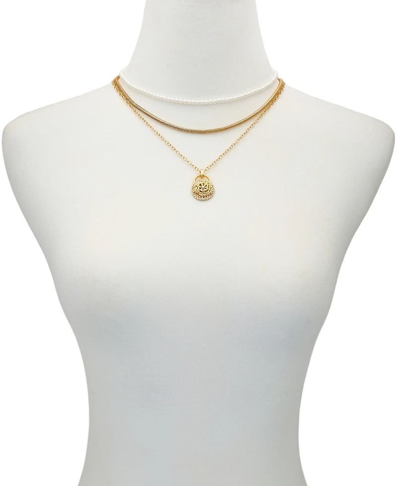 Guess Multi-Layer Imitation Pearl Chain Necklace