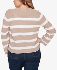 Ruby Rd. Plus Striped Tie Front Cardigan Sweater