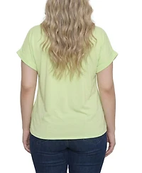 Ny Collection Plus Short Sleeve Roll Cuff Blouse