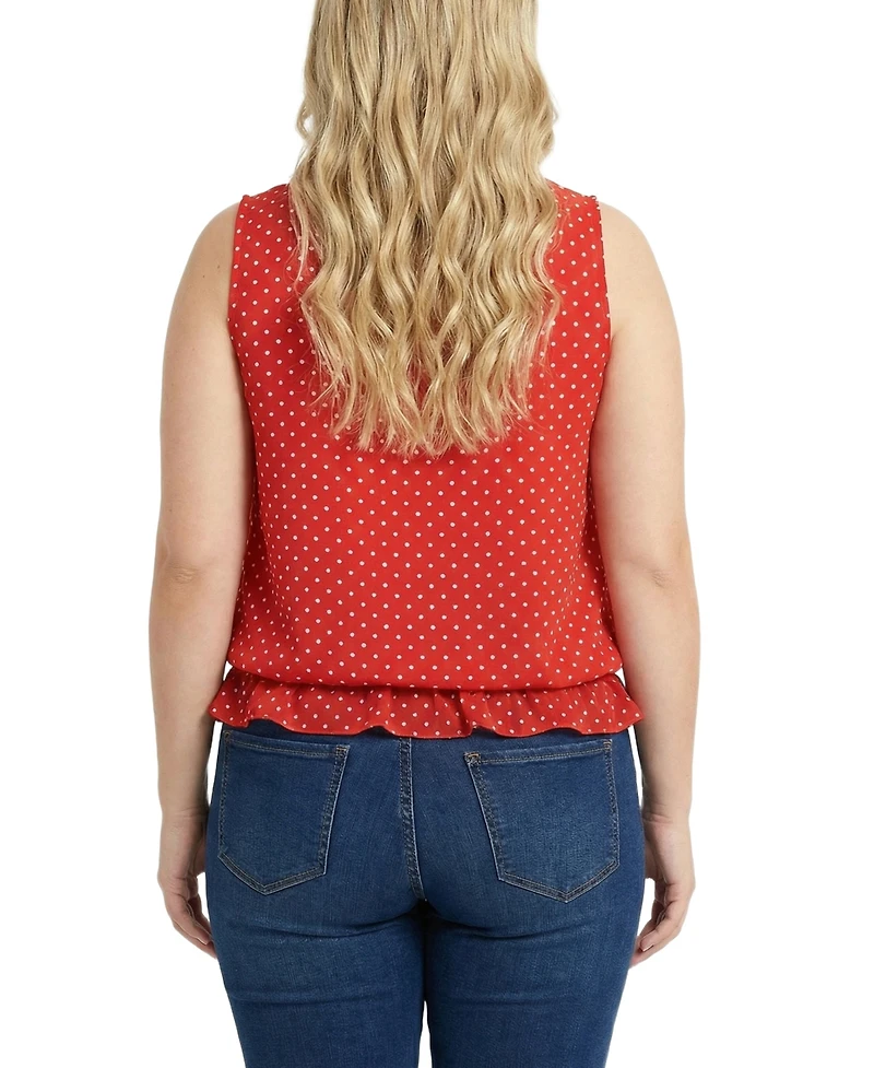 Ny Collection Plus Sleeveless Ruffle Flounced Blouse