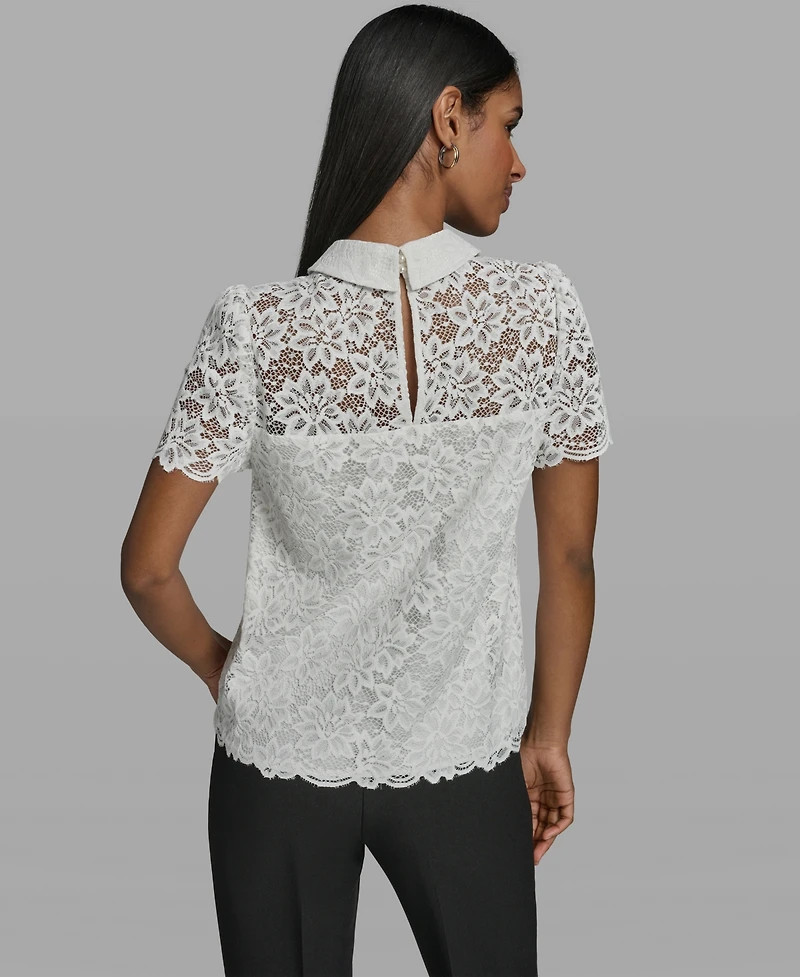 Karl Lagerfeld Paris Women's Short-Sleeve Woven Blouse