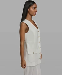 Karl Lagerfeld Paris Women's V-Neck Woven Vest