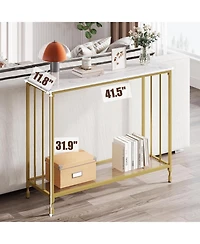 gaomon Console Table, Sofa Tables Narrow Entryway Table with Wood Shelf and Metal Frame, 415" Behind Couch Table Industrial Hallway Table for Liv