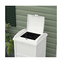 Suncast GHW1732WH Trashcan Hideaway Outdoor 33 Gallon Garbage Waste Bin, White