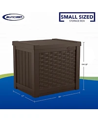 Suncast 22 Gallon Outdoor Patio Small Deck Chest Box with Storage Seat