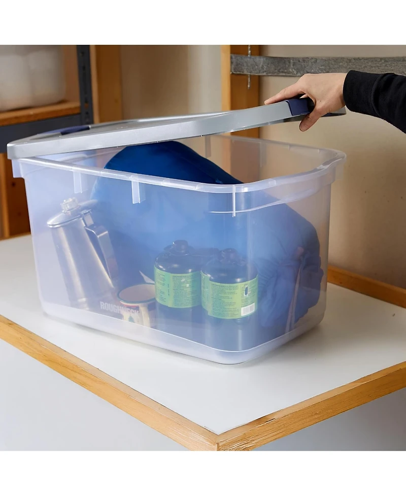 Rubbermaid 4 Pack Roughneck Clear Storage Containers, Stackable Totes, 66 Quart