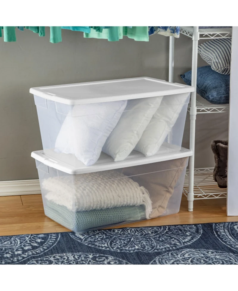 Sterilite 90 Quart Storage Box Container with Clear Base & White Lid, (8 Pack)