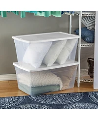Sterilite 90 Quart Storage Box Container with Clear Base & White Lid, (8 Pack)
