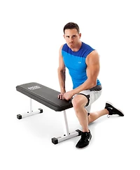 Marcy Flat Utility Flat Strength Training Home Gym Lifting Weight Bench, White