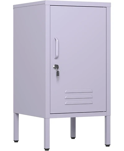 gaomon Metal Locker Nightstand with Door & Shelf, Modern Steel Bedside Storage Cabinet, Single Door Lockable Metal End Table for Bedroom