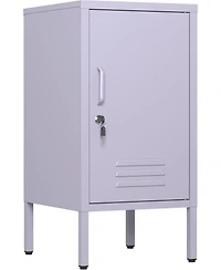 gaomon Metal Locker Nightstand with Door & Shelf, Modern Steel Bedside Storage Cabinet, Single Door Lockable Metal End Table for Bedroom