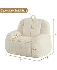 gaomon Giant Bean Bag Chair, Faux Fur Stuffed Bean Bag Couch with Filler, Bean Bag Chair for Adults, Big Lazy Sofa Floor Sofa with Handle