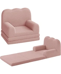 gaomon Kids Couch, 2-in-1 Comfy Toddler Couch Fold Out, Convertible Sofa to Lounger Foam Kids Chair with Soft Sherpa