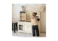 Tiny Land Iconic Wooden Play Kitchen – Cream Pretend Cooking Set for Kids