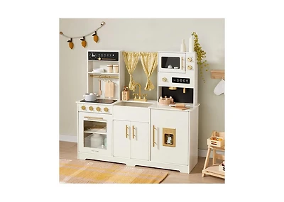 Tiny Land Iconic Wooden Play Kitchen – Cream Pretend Cooking Set for Kids