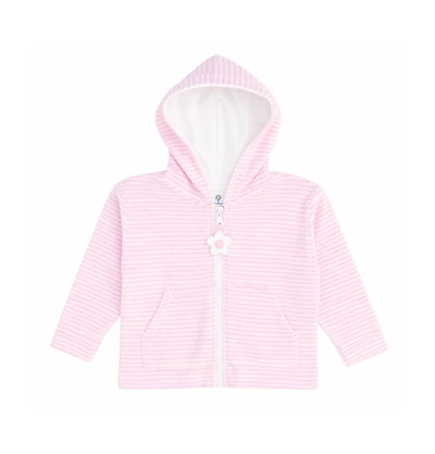 Florence Eiseman Toddler Girls Stripe Terry Hoodie with Flower