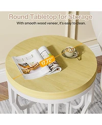 Tribesigns Round End Table, Industrial SideTable with Metal Hollow Frame, Small Bedside Table