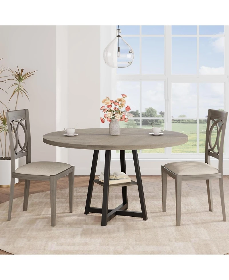 gaomon Kitchen Table Industrial Round Dining Table 47 Inch Kitchen Table Set for 4 to 6 Dinner Table