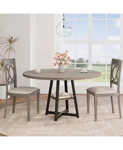 gaomon Kitchen Table Industrial Round Dining Table 47 Inch Kitchen Table Set for 4 to 6 Dinner Table