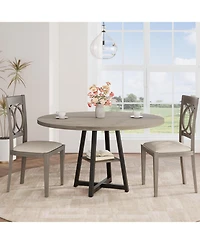 gaomon Kitchen Table Industrial Round Dining Table 47 Inch Kitchen Table Set for 4 to 6 Dinner Table