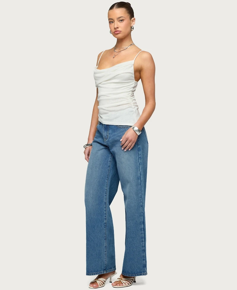 Edikted Women's Asymmetric Cowl Neck Tank Top