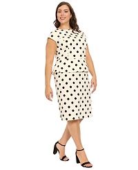 London Times Plus Boat Neck Peplum Sheath Dress