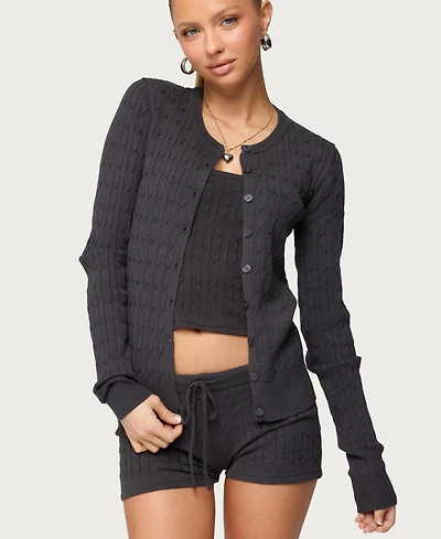 Edikted Women's Nella Cable Knit Button Up Cardigan