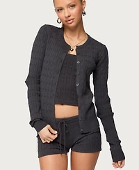 Edikted Women's Nella Cable Knit Button Up Cardigan