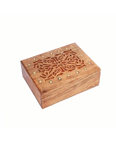 Yigii Handcrafted Celtic Wooden Treasure Chest for Jewelry & Keepsakes