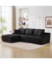gaomon Cloud Sectional Couch 106" Modern L-Shape Corner Modular Upholstered Sofa with Loveseat Chaise Deep Seat Plush Corduroy Fabric Foam Cushions