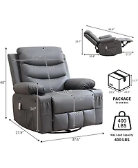 gaomon Swivel Rocker Recliner Chair with Massage and Heat, Oversized Glider Recliner Nursery Chair,Single Sofa Seat