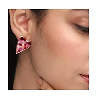 Sohi Women's Marble Heart Stud Earrings