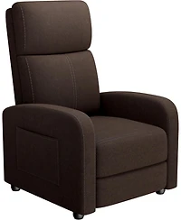 gaomon linen fabric manual recliner chair with side pocket, high backrest