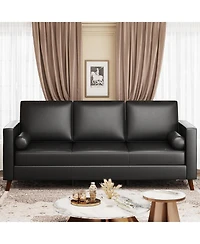 gaomon 86" Leather Sofa for Living Room, Mid-Century Modern Couch with Deep Seats, Faux Leather Couch, 3 Seat Sofa with Removable Cover for Apartment