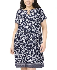 Msk Plus Printed O-Ring Shift Dress