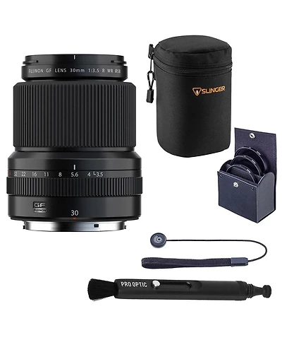 Fujifilm Gf 30mm f/4 R Lm Wr Lens Bundle with Lens Case, 58mm Digital Essentials Filter Kit, Cap Tether, Cleaning Kit, Lens Cleaner, Case