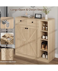 gaomon 42" Adjustable Shelf Shoe Storage with Anti-Tip, Modern Freestanding Shoe Rack Organizer for Entryway