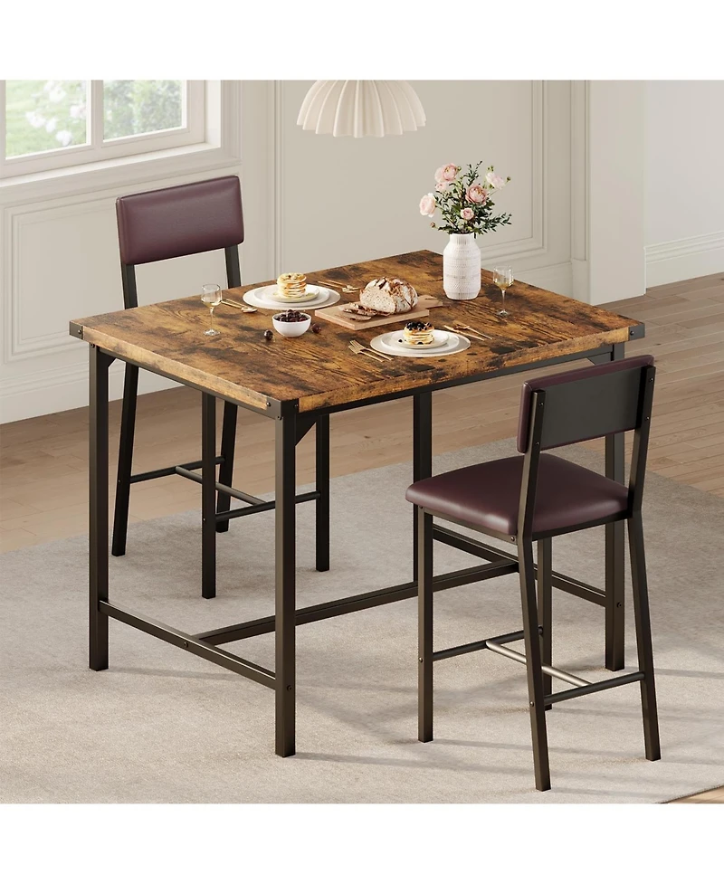 gaomon Dining Table Set for 2 w/Counter Height Table and 2 Upholstered Bar Stools 3-Piece Kitchen Table Set.