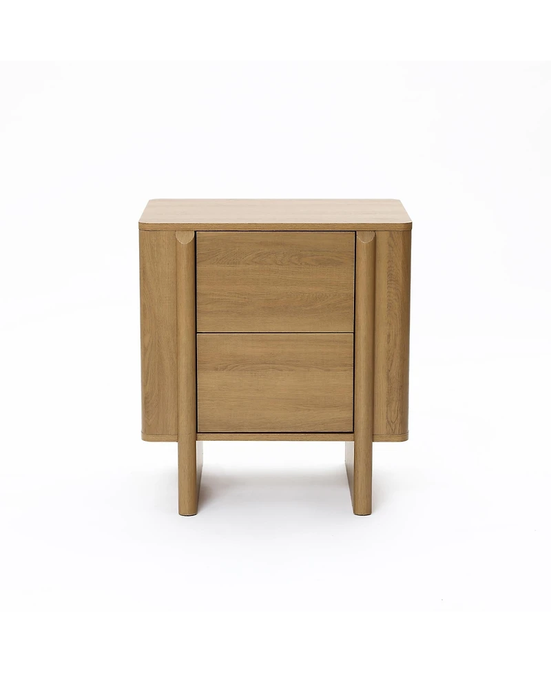 LuxenHome Mid-Century 2-Drawer Nightstand, 23.6'' Engineered Wood Accent Table