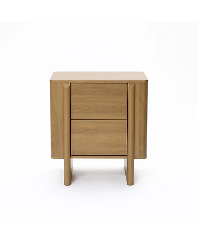 LuxenHome Mid-Century 2-Drawer Nightstand, 23.6'' Engineered Wood Accent Table