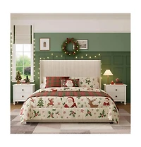 gaomon Queen Bed Frame with Storage Drawers, Corduroy Upholstered Platform Wingback, Tufted Headboard and Footboard