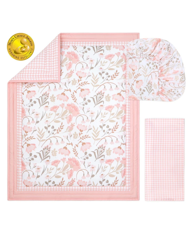 The Peanutshell Crib Bedding Set for Baby Girls, Whimsical Floral, 3 Pieces