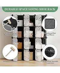 gaomon Space-Saving Modular Shoe Storage Cabinet – 12-Cube Stackable Organizer with Doors