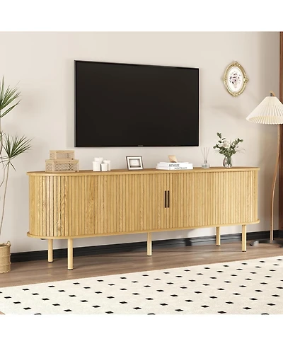 gaomon 70.1 in Tv Stand, Modern Tv Console Table with Storage Compartment and Sliding Door, Gaming Entertainment Center with Cabinet for Living Room